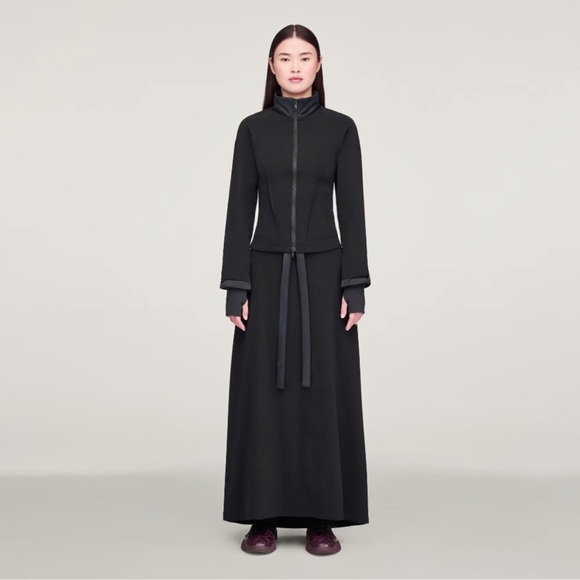 ADIDAS Y3 YOHJI YAMAMOTO Black Tie Waist Maxi Skirt NWOT M - Picture 2 of 12